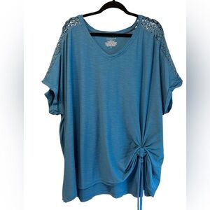 Blue Women's‎ Top with Lace Detail